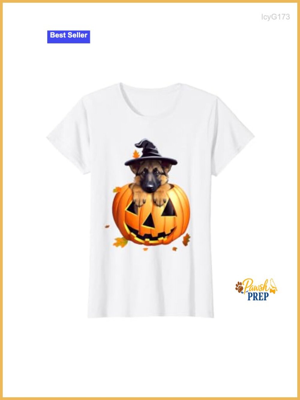 Halloween German Shepherd Puppy Pumpkin Witch Hat Women's T-Shirt